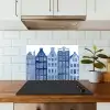 Aquarel - Grachtenpanden - Delfts - Blauw keuken achterwand spatscherm klein -sfeer2