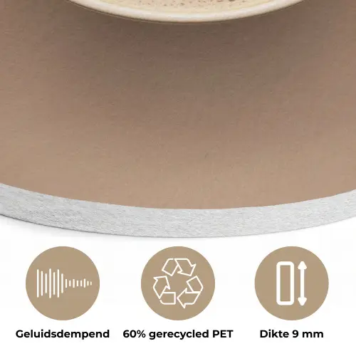 Koffie - Melkschuim - Lach - Beige Akoestische PET Vilt - Rond klein -closeup_NL