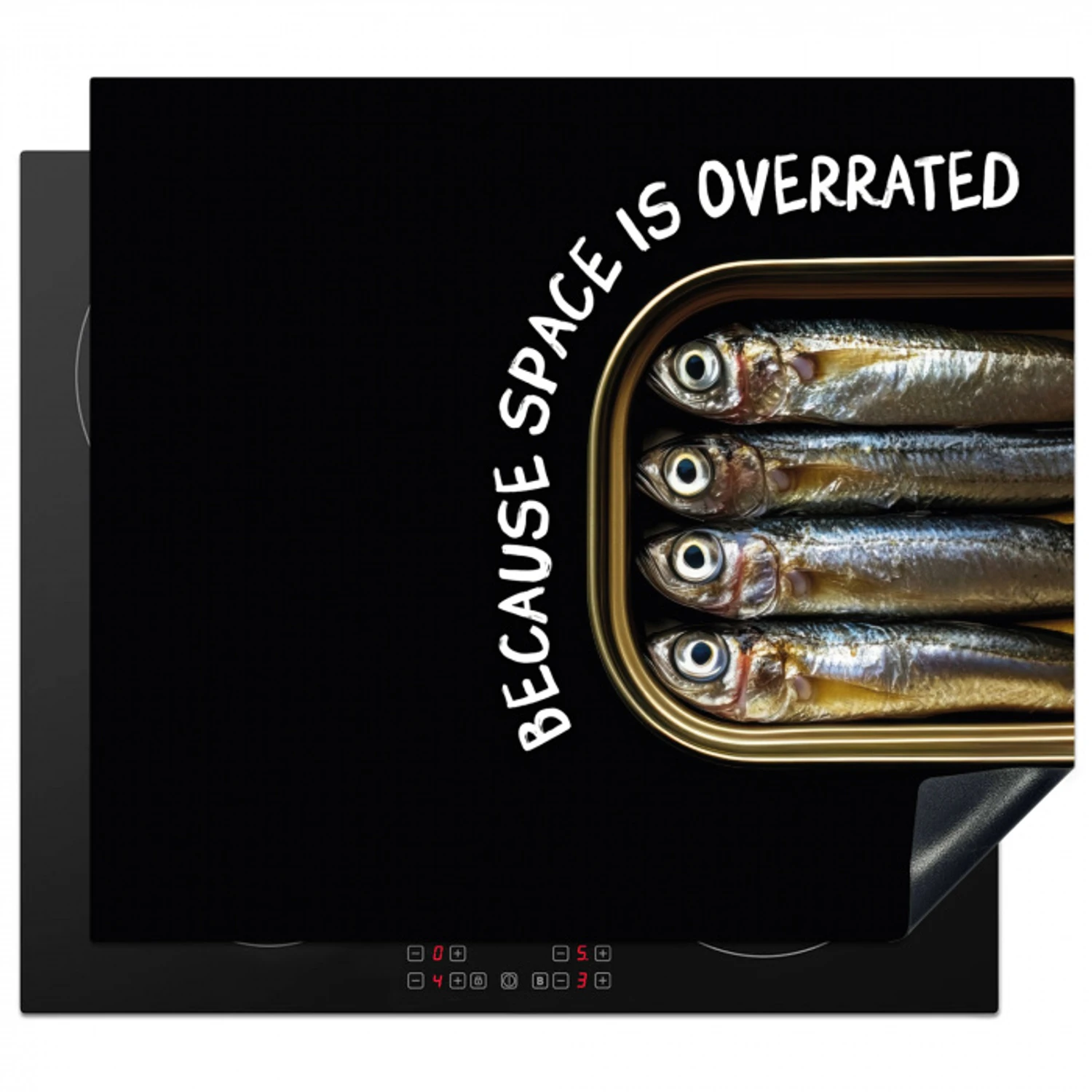 Sardines - Tekst - Vis - Blik Inductie beschermer vinyl 3mm middel -3d