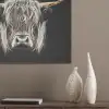 Schotse hooglander - Goud - Hoorns - Zwart wit - Koe - Dieren PET vilt klein -sfeer6_closeup