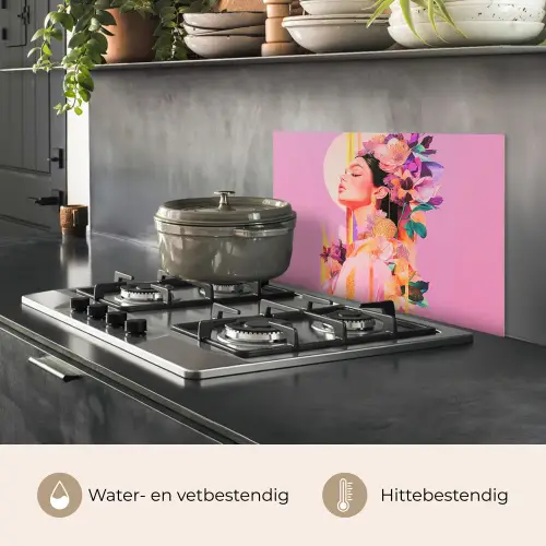 Vrouw - Bloemen - Paars - Abstract keuken achterwand spatscherm klein -usp_NL