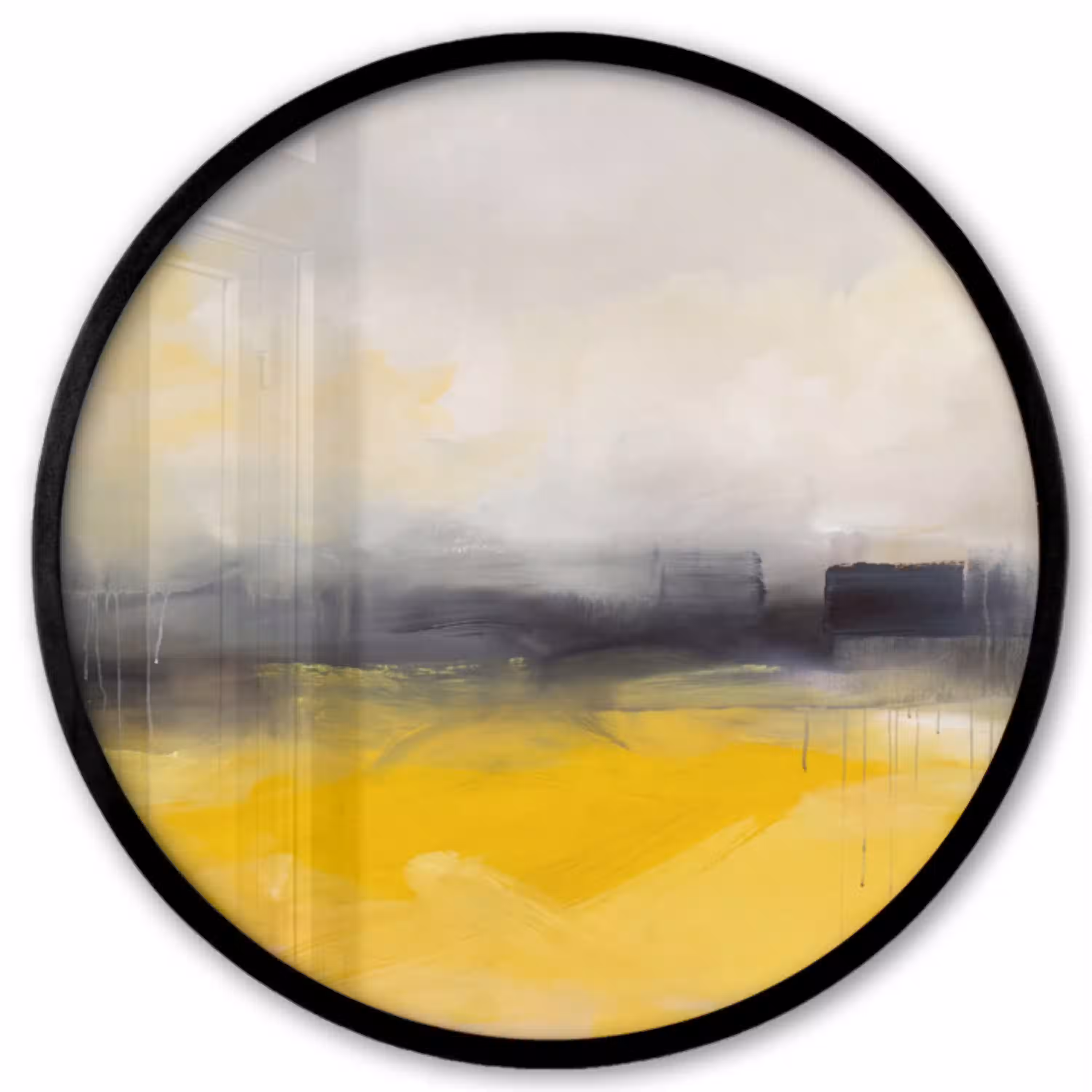 Abstract - Landschap - Modern - Geel Fotolijst rond zonder passe partout klein -3d