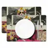 Vrouw - Kat - Bloemen - Kopje - Retro Placemat vinyl groot -zzsfeer2_Kitchenyeah-website