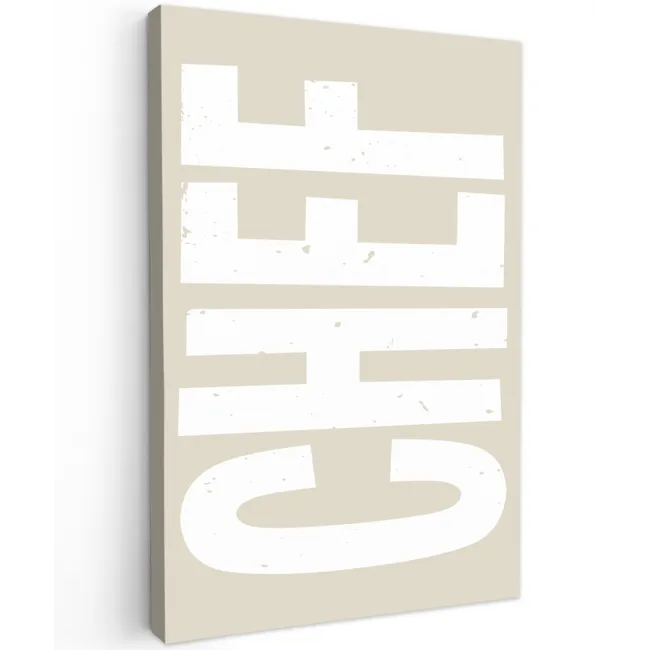 Wit - Chef - Decoratie - Japandi Tuinposter op houten frame 2 cm dik klein -3d