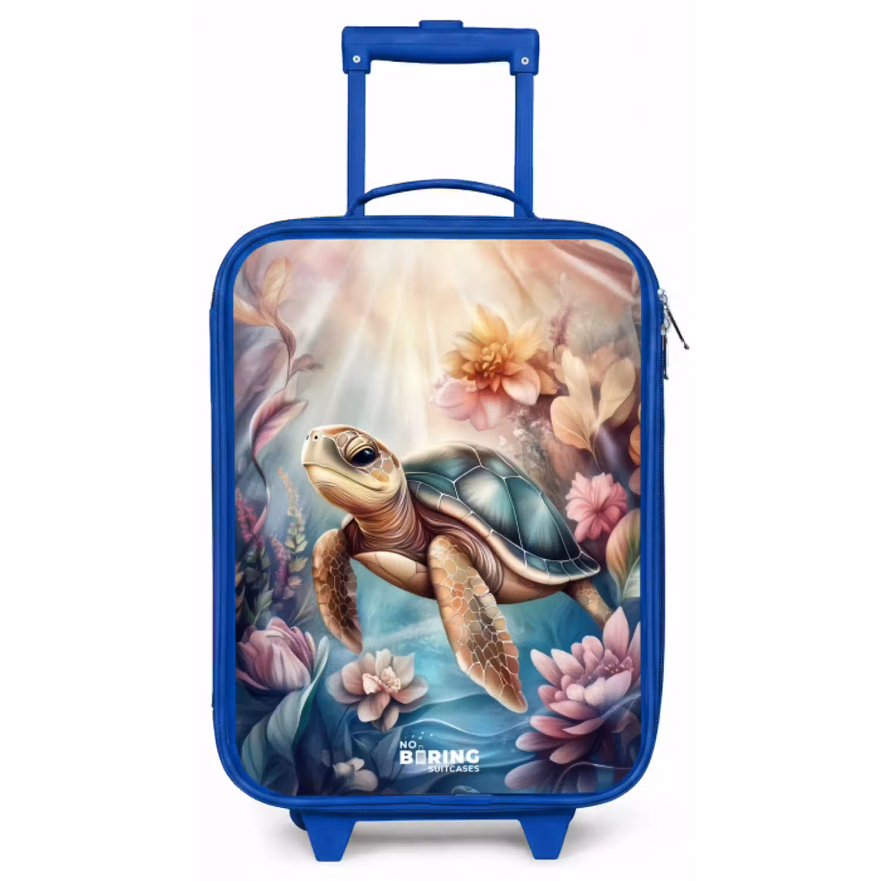 Zeeschildpad tussen bloemen onder water Kinderkoffer - Blauw klein -zz3dotto