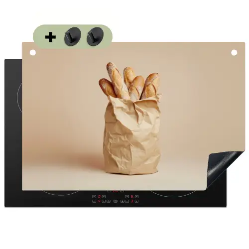 Baguette - Brood - Stokbrood - Beige Inductie beschemer met haakjes klein -3d