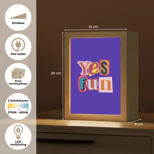 Yes fun - Kleurrijk - Collage-stijl Light Box met kabel (Wandlamp) klein -USP_websiteoverzichtNL