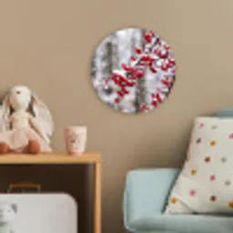 Bessen - Takken - Sneeuw - Winter - Kleurrijk Wandcirkel kunststof plaat 5mm dik klein -tsfeer1_kind