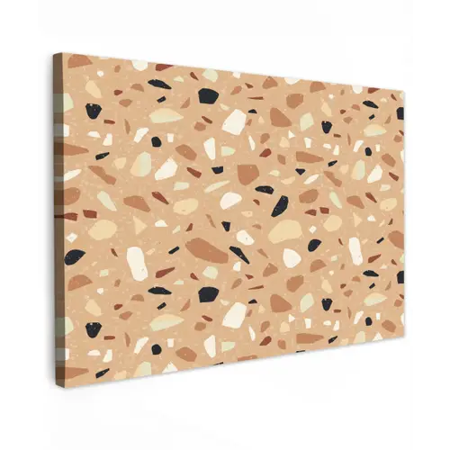 Terrazzo - Patroon - Kleurrijk - Oranje Tuinposter op houten frame 2 cm dik klein 845 -3d