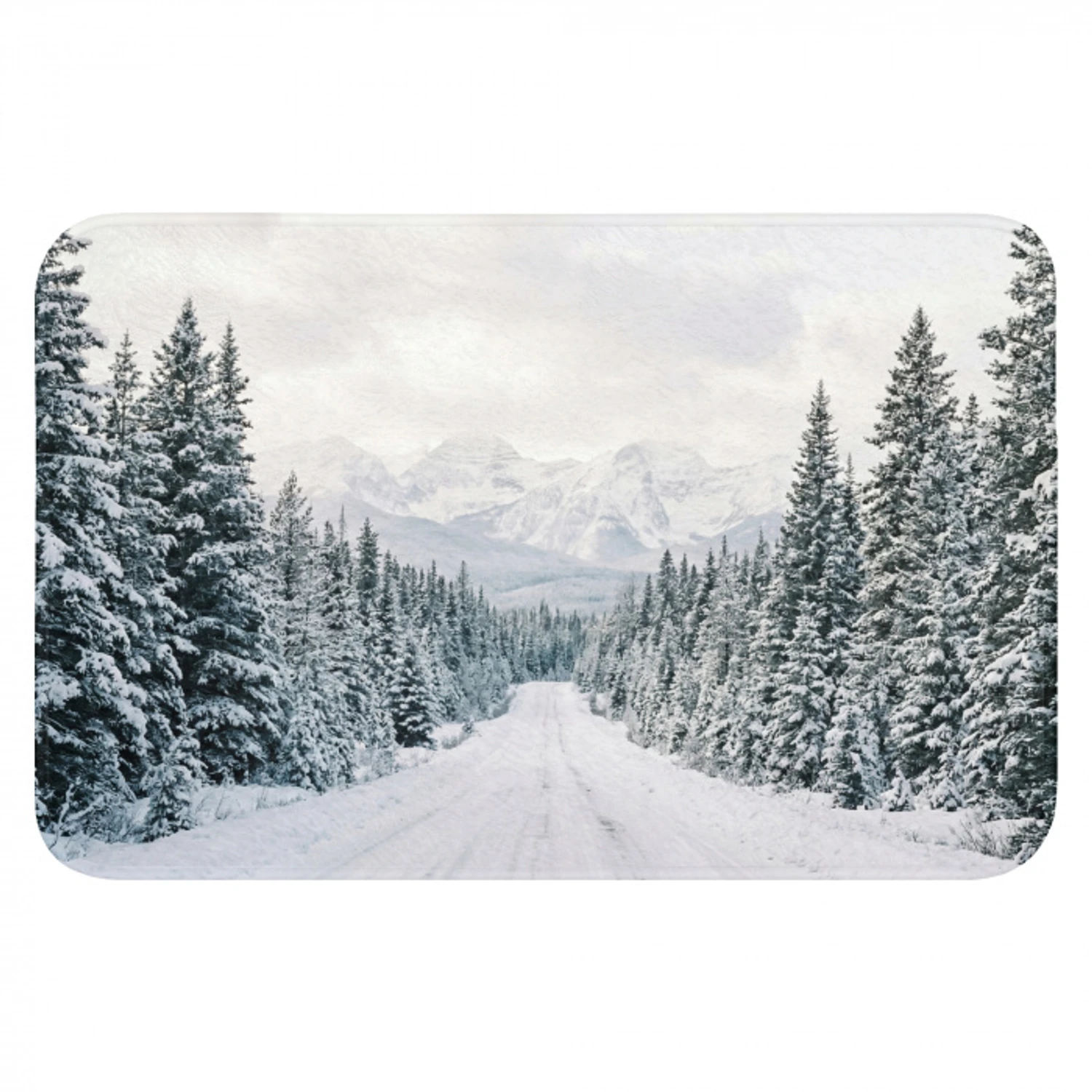 Weg - Sneeuw - Naaldbos - Winter - Avontuurlijk Badmat klein -3d