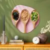 Ingrediënten - Lepels - Hout - Roze Wandcirkel Organisch Plexiglas middel -sfeer2