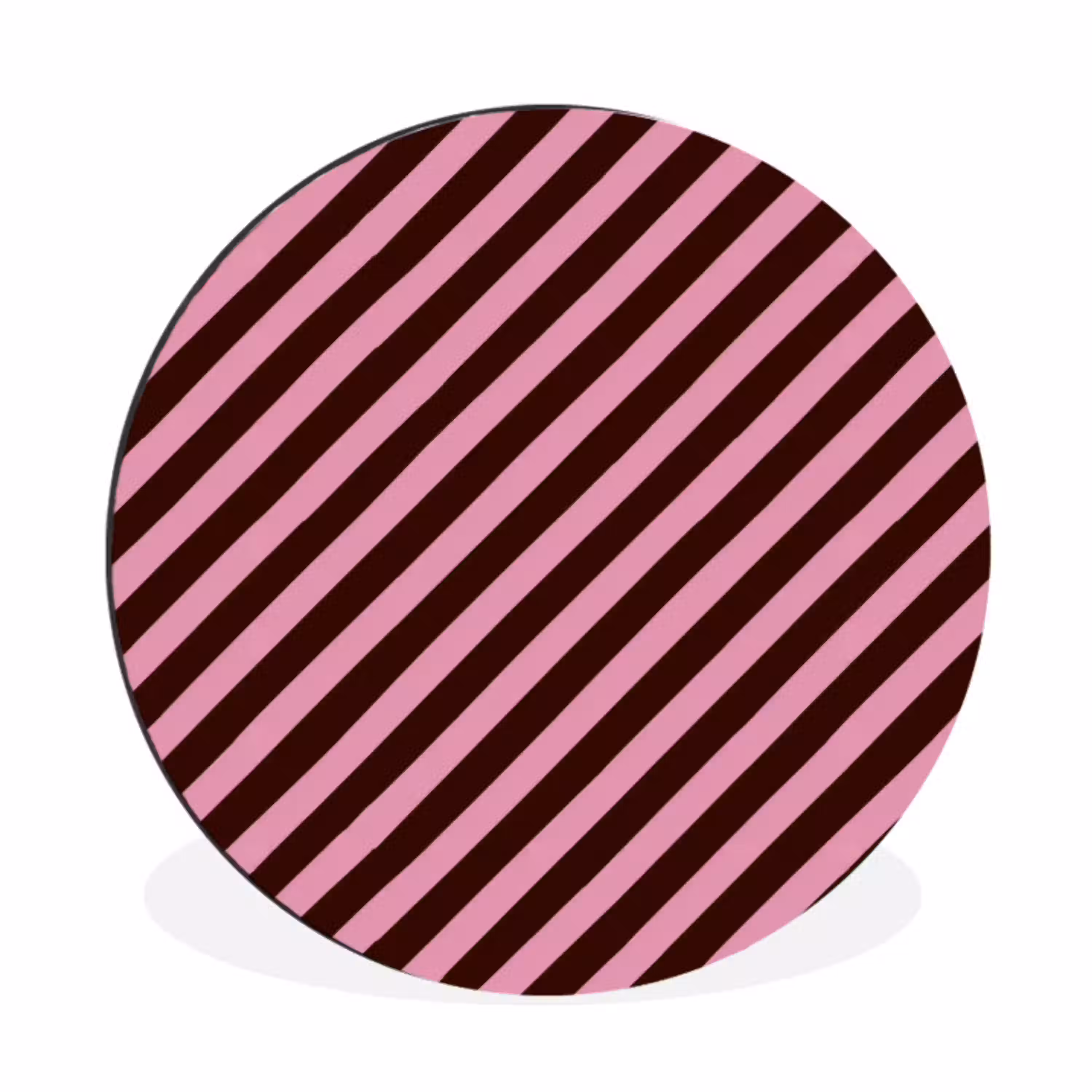 Strepen - Roze - Bruin Wandcirkel aluminium klein 190 -3d