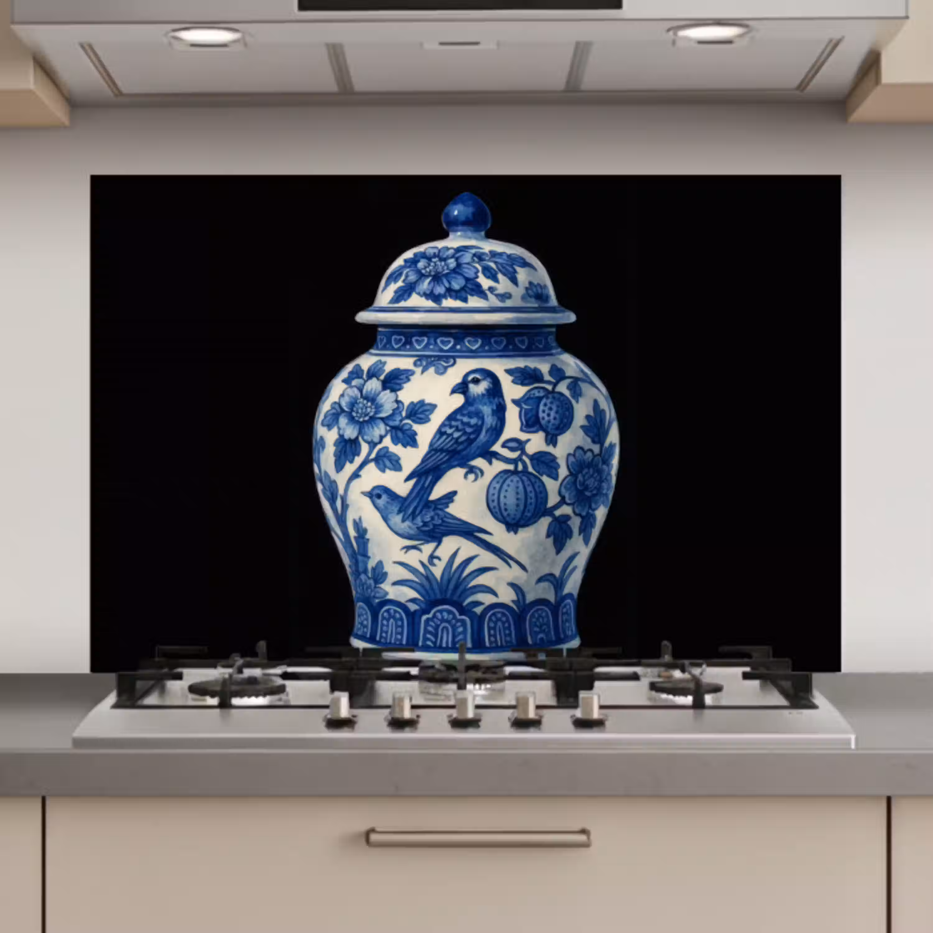 Pot - Delfts Blauw - Bloemen keuken achterwand spatscherm klein -3d_website