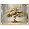 Boom - Bladeren - Abstract - Wit tuinposter los doek klein -3d