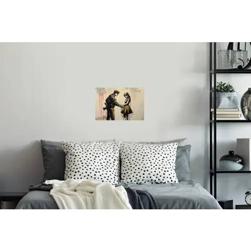 Soldaat - Meisje - Bruin - Graffiti Muursticker klein -slaapkamer