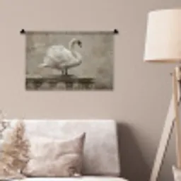 Zwaan - Elegant - Dieren - Wit Wandkleed katoen klein -sfeer4