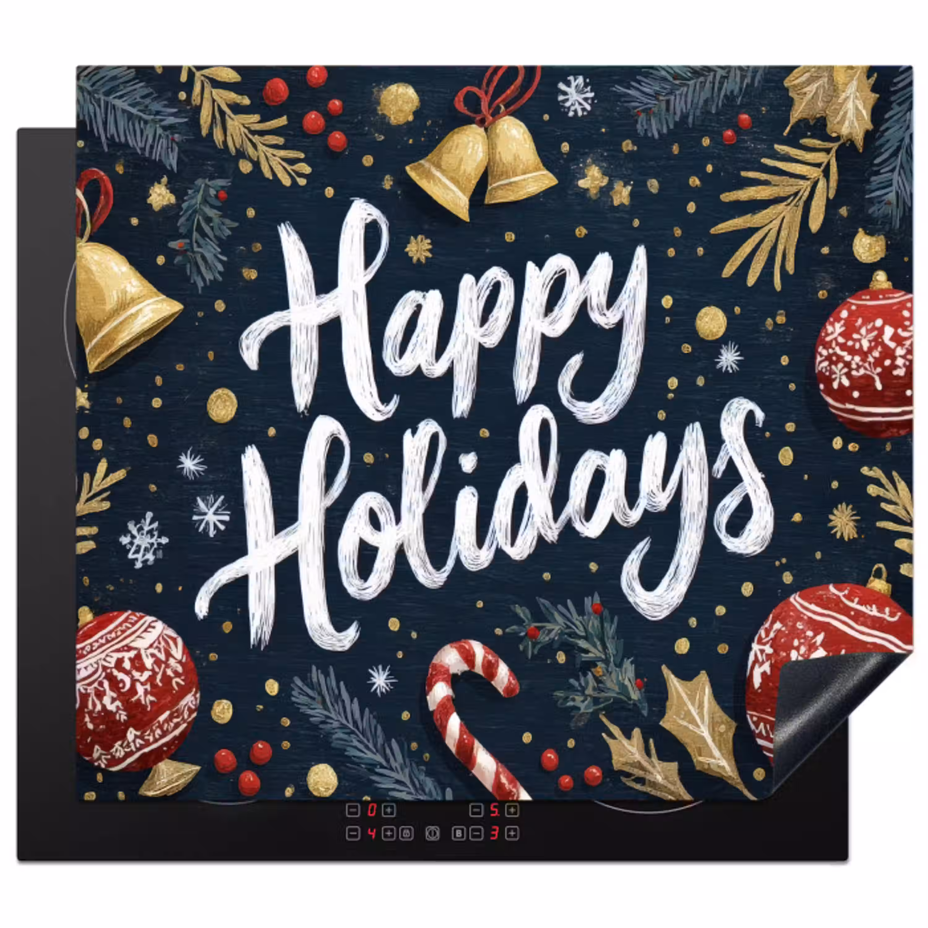Feestelijk - Kerstgroet - Kleurrijk Inductie beschermer vinyl 3mm middel -3d