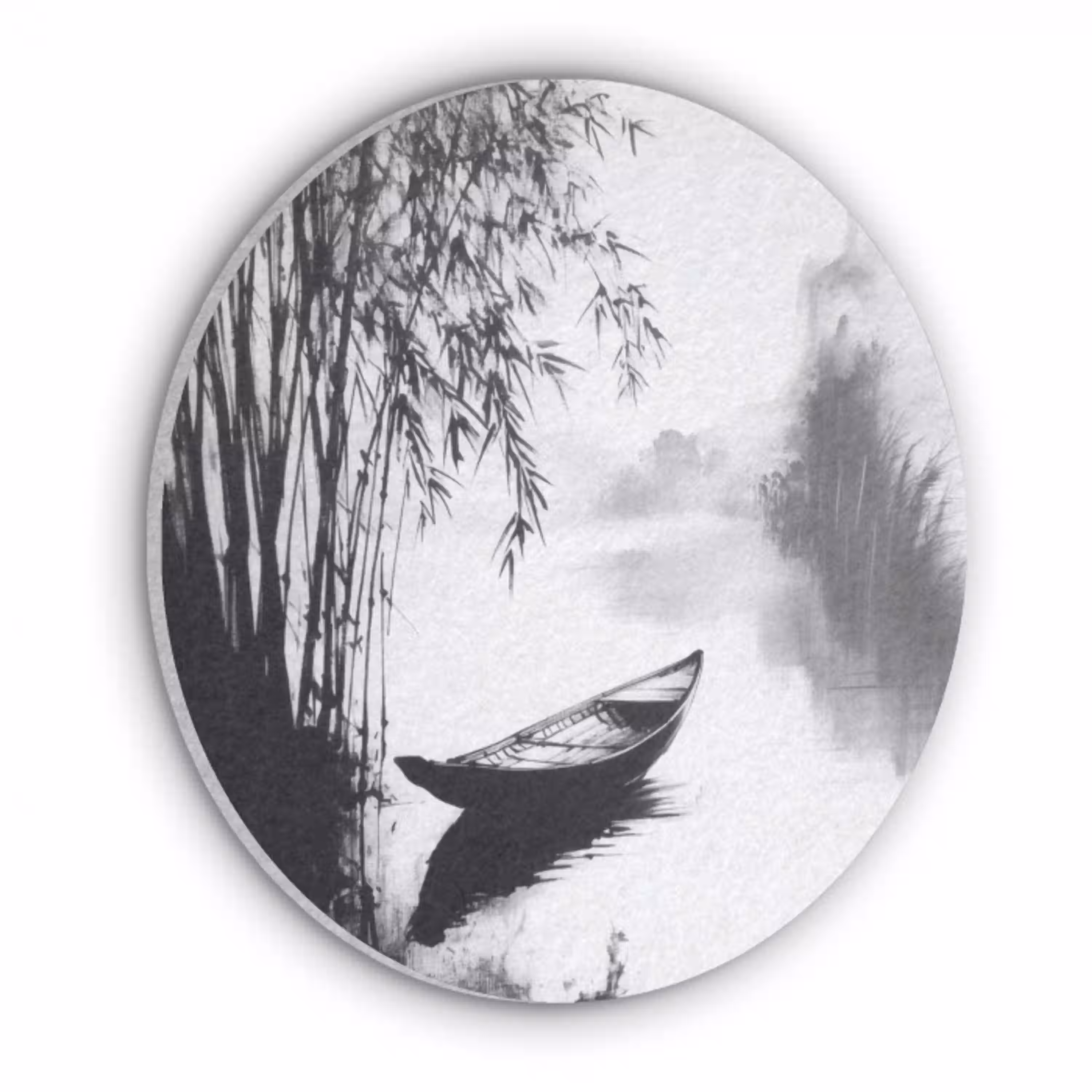 Boot - Rivier - Bamboe - Wit Akoestische PET Vilt - Rond klein -3d