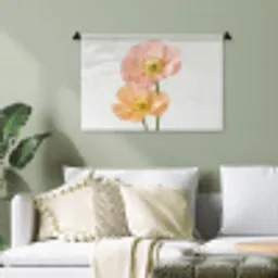 Papavers - Botanisch - Roze Wandkleed katoen klein -sfeer7