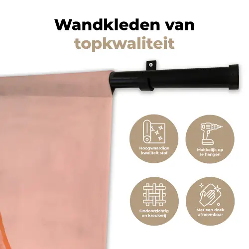 Meisje - Deken - Gestreept - Oranje Wandkleed katoen klein -sfeer2