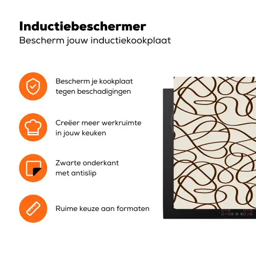 Beige - Lijnen - Donkerbruin Inductie beschermer vinyl 3mm klein 276 -zzzzzzz-td-ups