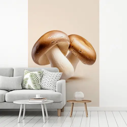 Champignons - Zacht - Beige fotobehang vinyl groot -woonkamer