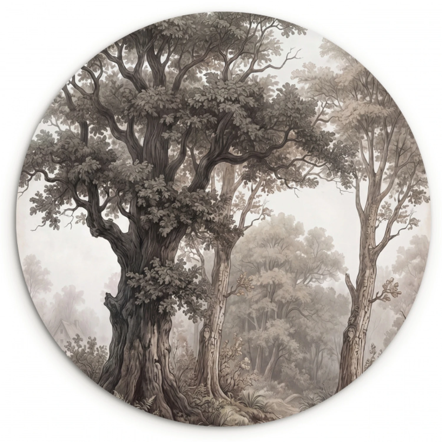 Natuur - Bos - Eik Wandcirkel kunststof plaat 5mm dik klein -3d