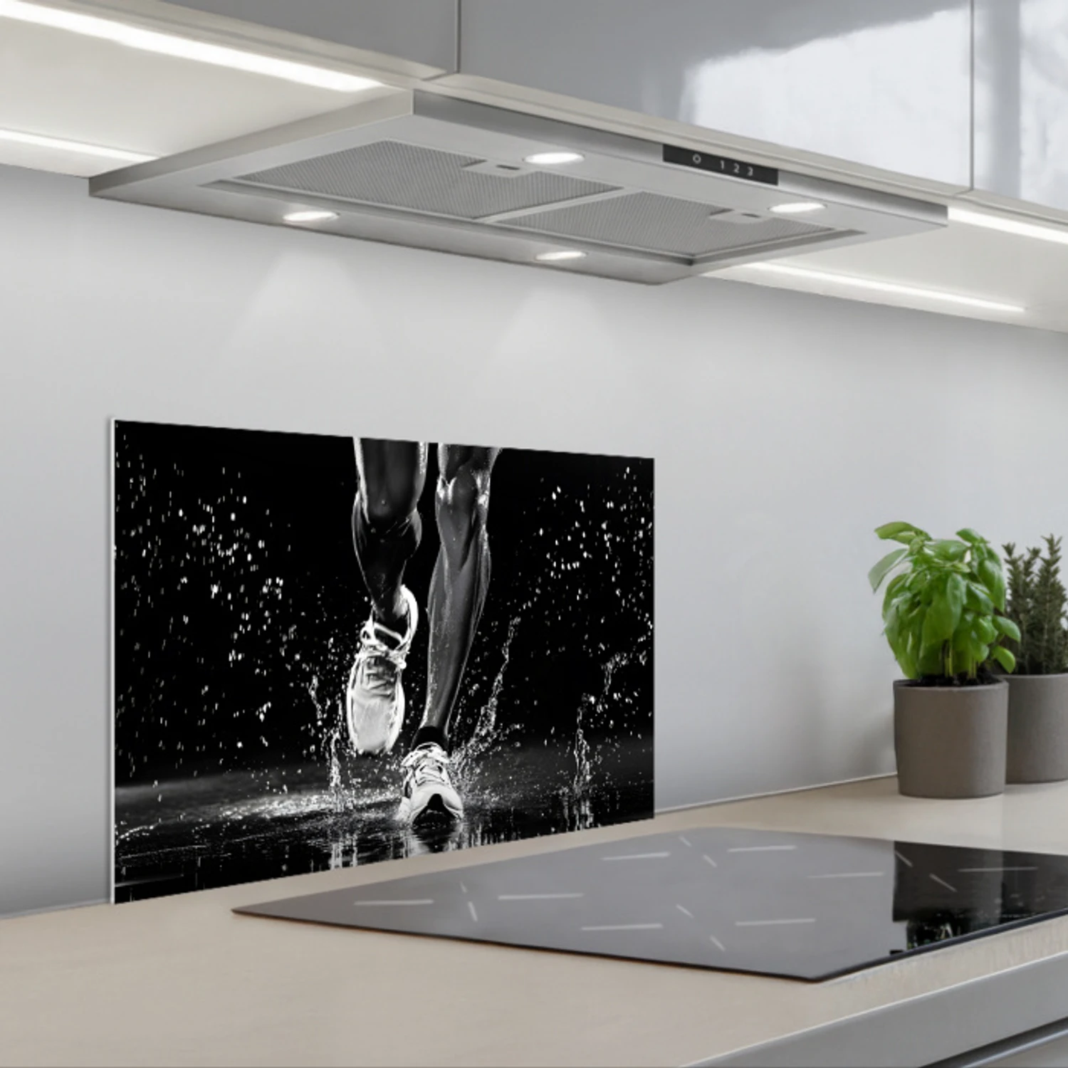 Hardloopschoenen - Rennen - Druppels - Zwart keuken achterwand spatscherm klein -3d_schuin
