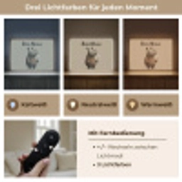 Neushoorn - Witte bloemen - Lief Light Box met batterij (Wandlamp kind) middel -USP_lichtkleurDE