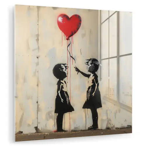 Street art - Banksy - Ballon - Graffiti - Retro plexiglas 5mm klein -zzzproduct_nieuw