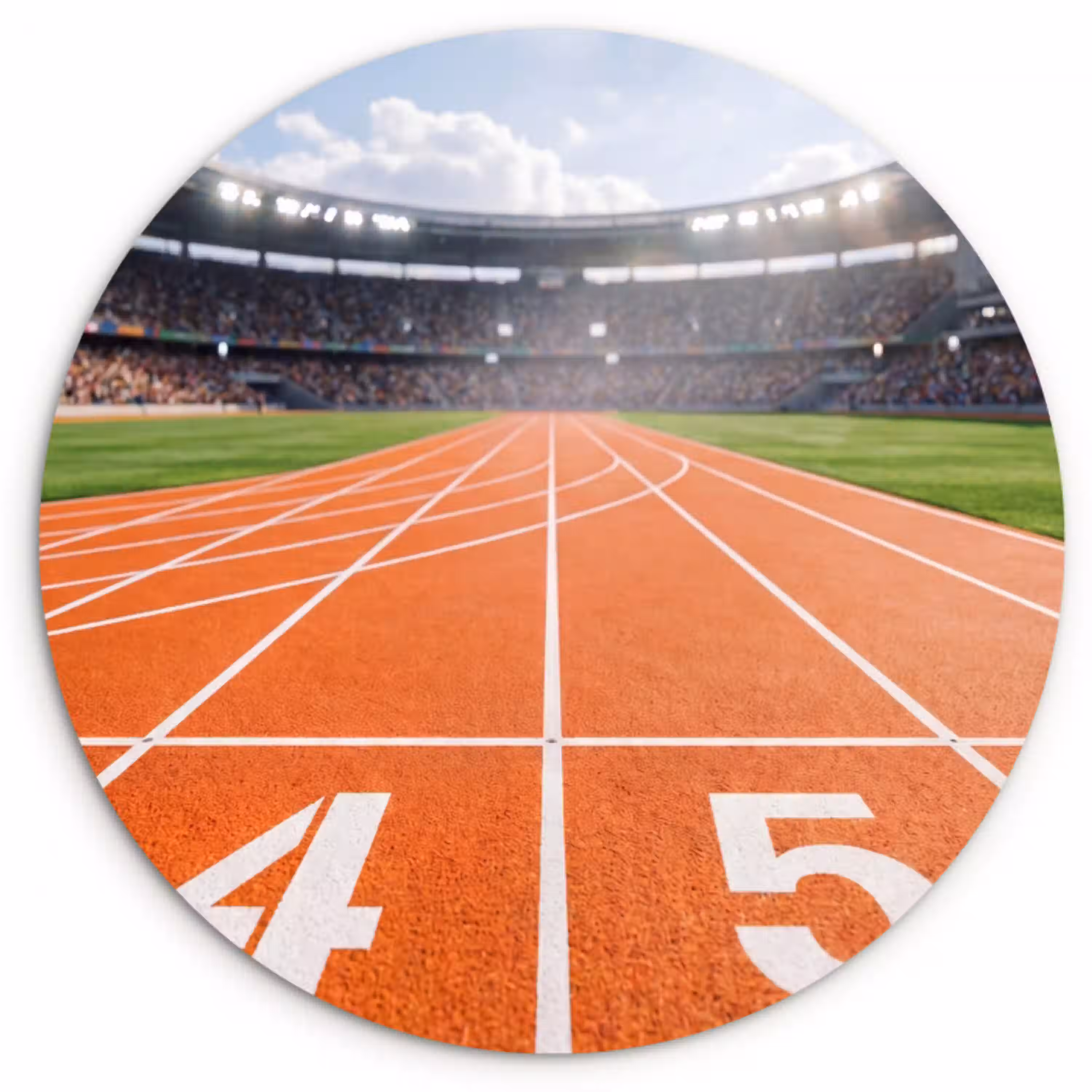 Sintelbaan - Stadion - Sport -Oranje Wandcirkel kunststof plaat 5mm dik klein -3d
