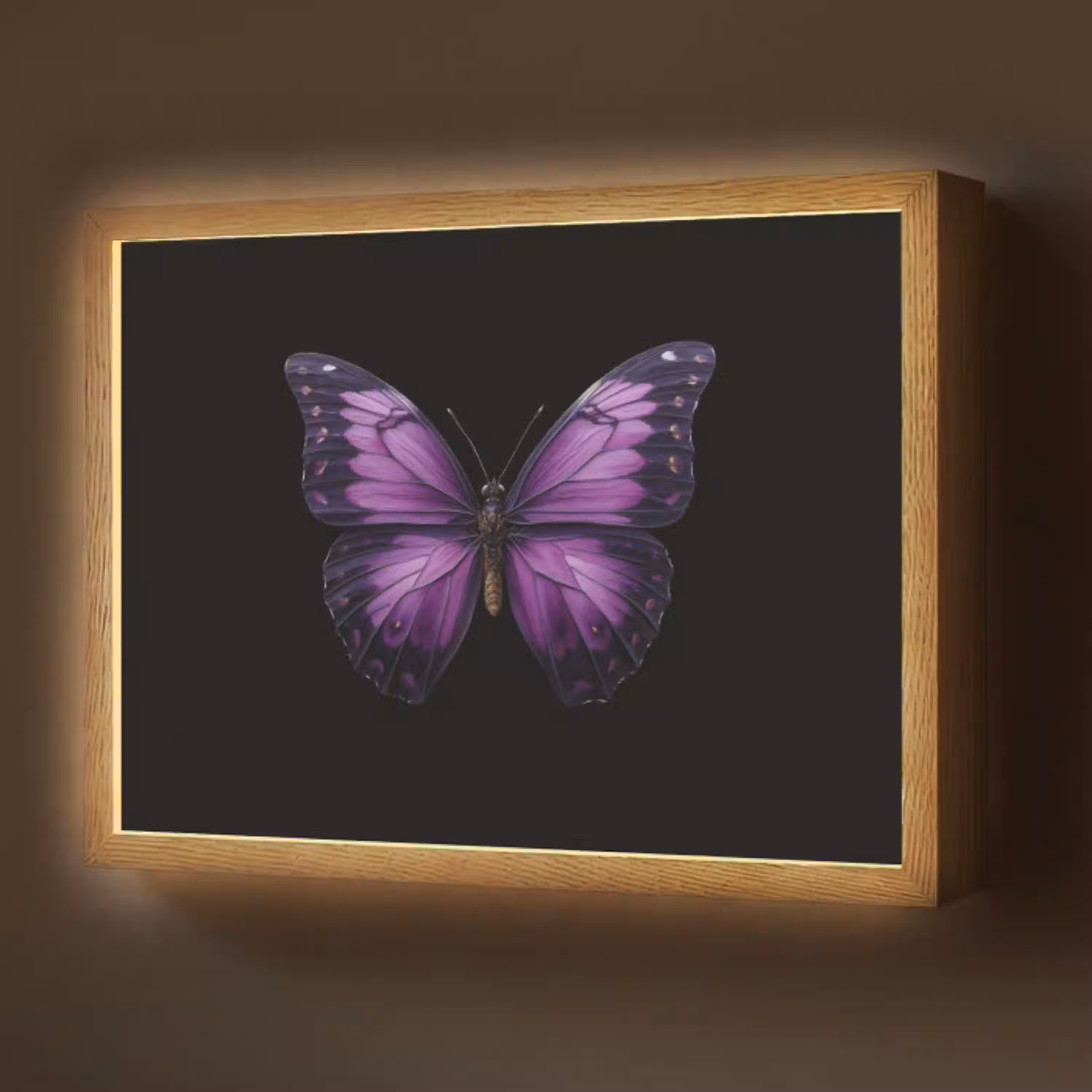 Vlinder - Paars - Levendig Light Box met batterij (Wandlamp) middel -z3d_website