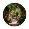Doorkijk - Tropisch - Bloemen - Natuur Wandcirkel aluminium klein -3d
