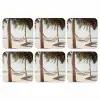 Hangmat - Palmbomen - Strand - Zee onderzetter kurk middel -3d