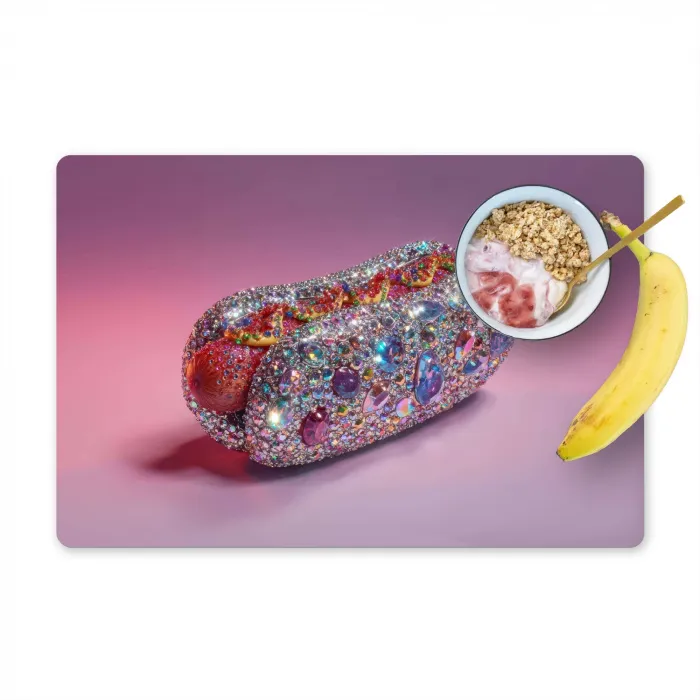 Hotdog - Steentjes - Glitters - Paars Placemat vinyl groot -zzzproduct_Kitchenyeah-website