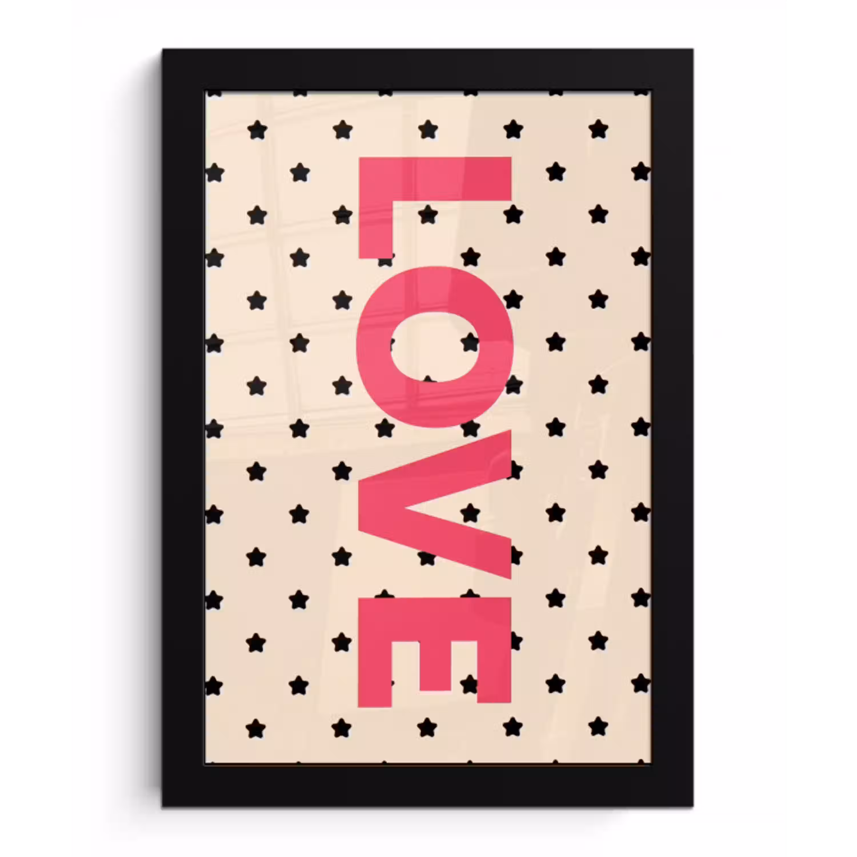 Love - Stippen - Roze fotolijst zwart zonder passe partout klein -3d
