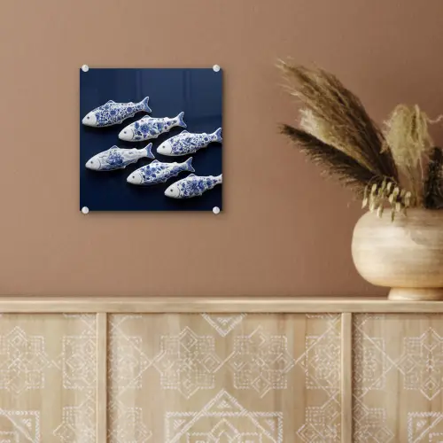 Vissen - Delfts - Blauw - Keramiek plexiglas 5mm klein -sfeer5