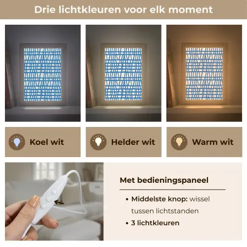 Ruitpatroon - Blauw - Crème Light Box met kabel (Tafellamp) klein 925 -USP_lichtkleurNL