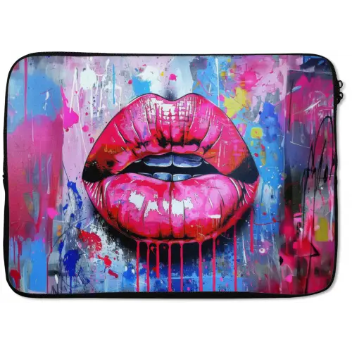 Graffiti - Lippen - Felroze - Geschilderd laptophoes neopreen klein -zkaufland3dotto