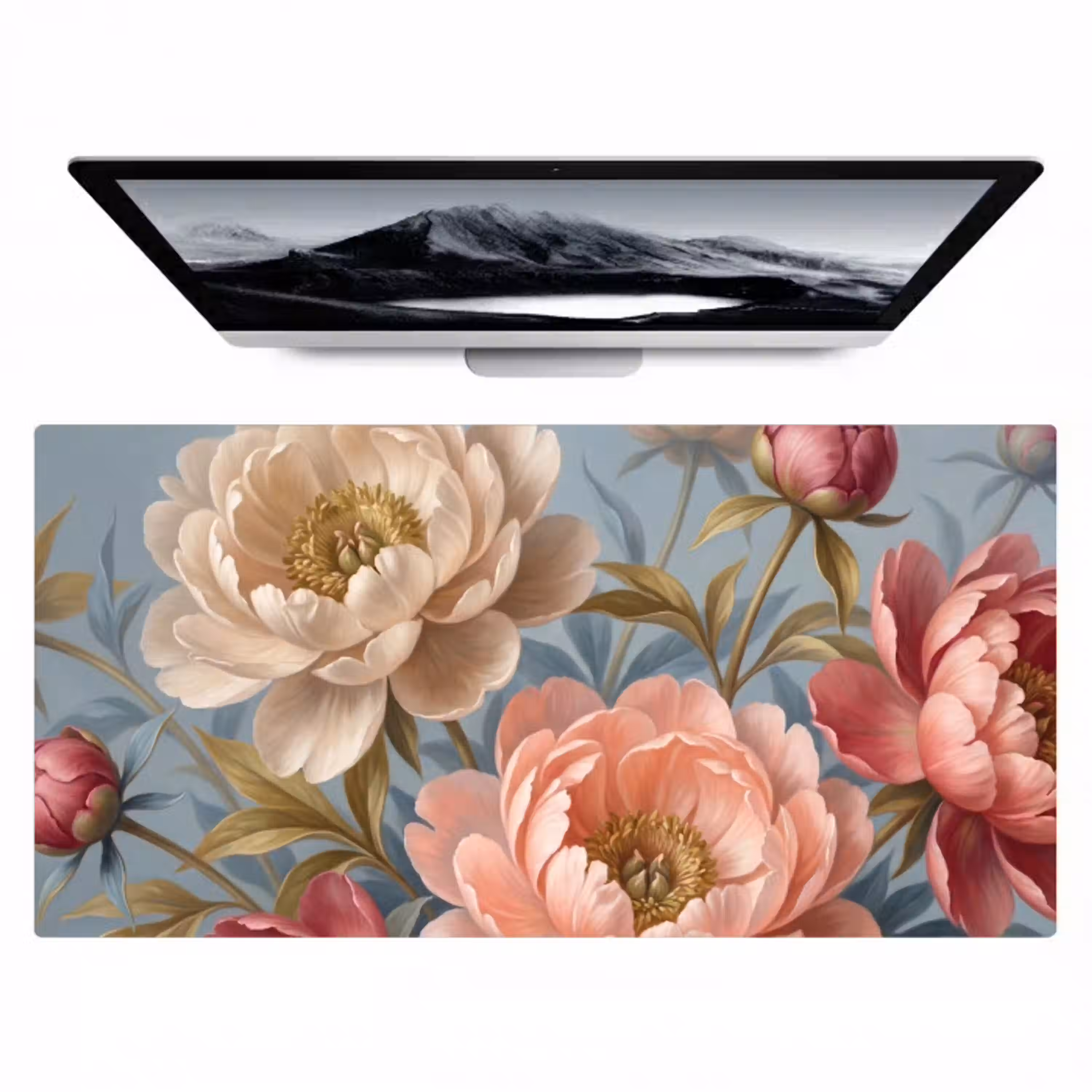 Bloemen - Roze - Beige - Modern - Natuur Muismat XXL klein -zzz3d