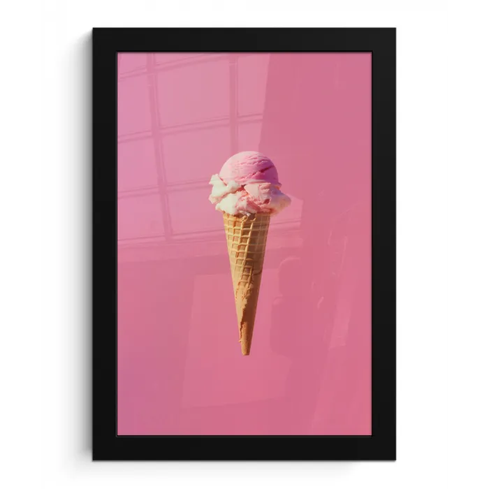 Hoorntje - Schepijs - Roze fotolijst zwart zonder passe partout klein -3d