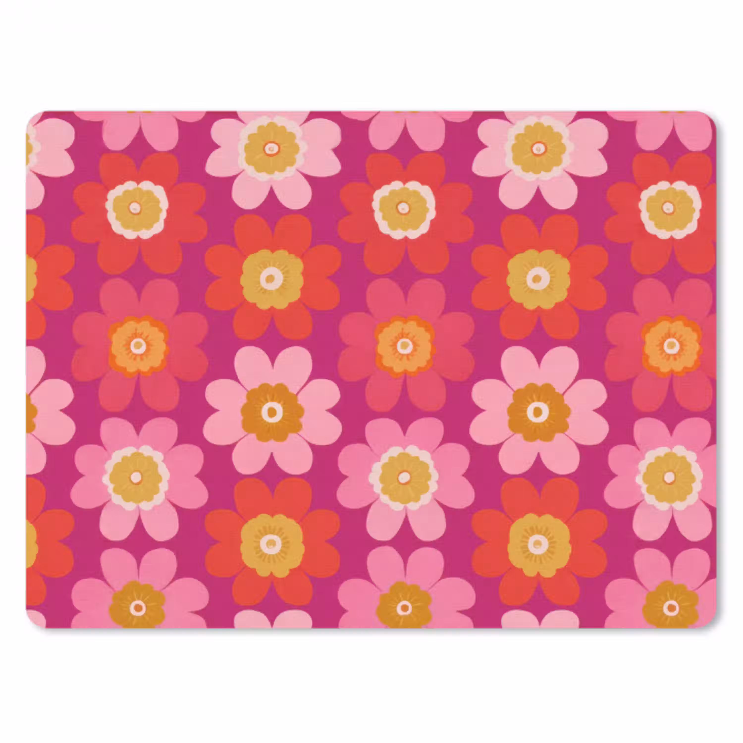 Bloemen - Retro - Kleurrijk muismat rubber klein 262 -3d