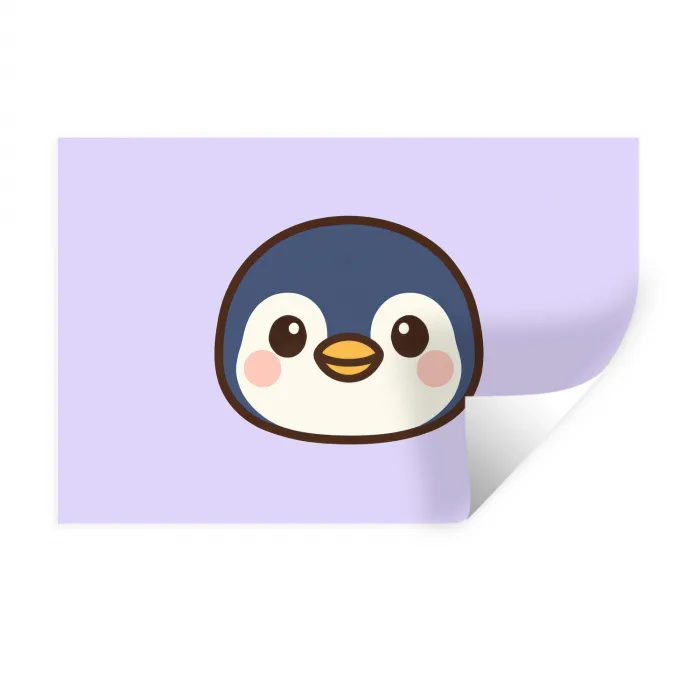 Pinguïn - Paars - Schattig Muursticker klein -3d