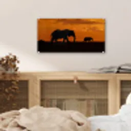 Olifanten - Savanne - Zonsondergang plexiglas 5mm klein -sfeer4