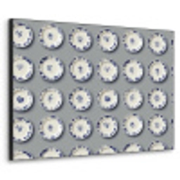 Borden - Bloemen - Blauw - Wit Textielframe zwart klein 947 -3d