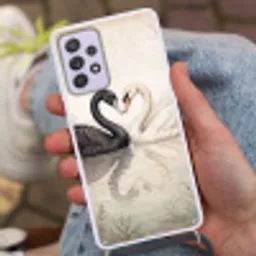 Zwanen - Hartvorm - Dieren Hoesje Samsung Galaxy A52 5G met koord klein -sfeer3
