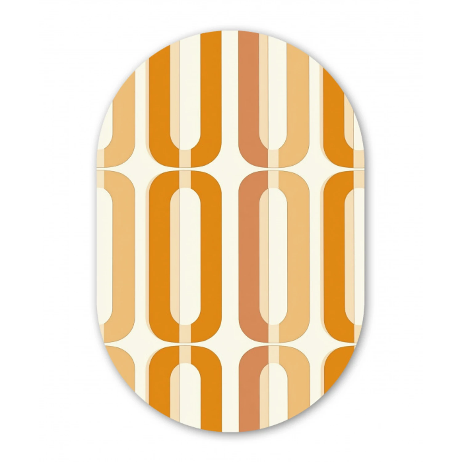 U-vorm - Retro - Oranje Wandcirkel Ovaal Forex klein 630 -3d