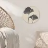 Bladeren - Minimalistisch - Zwart Akoestische PET Vilt - Rond klein -sfeer4