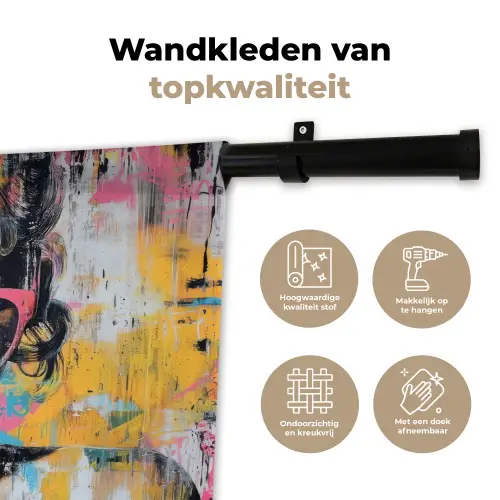 Zonnebril - Vrouw - Kleurrijk - Verfspetters Wandkleed katoen klein -sfeer2