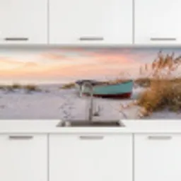 Rustiek - Roeiboot - Zandstrand keuken achterwand 2 middel -3d